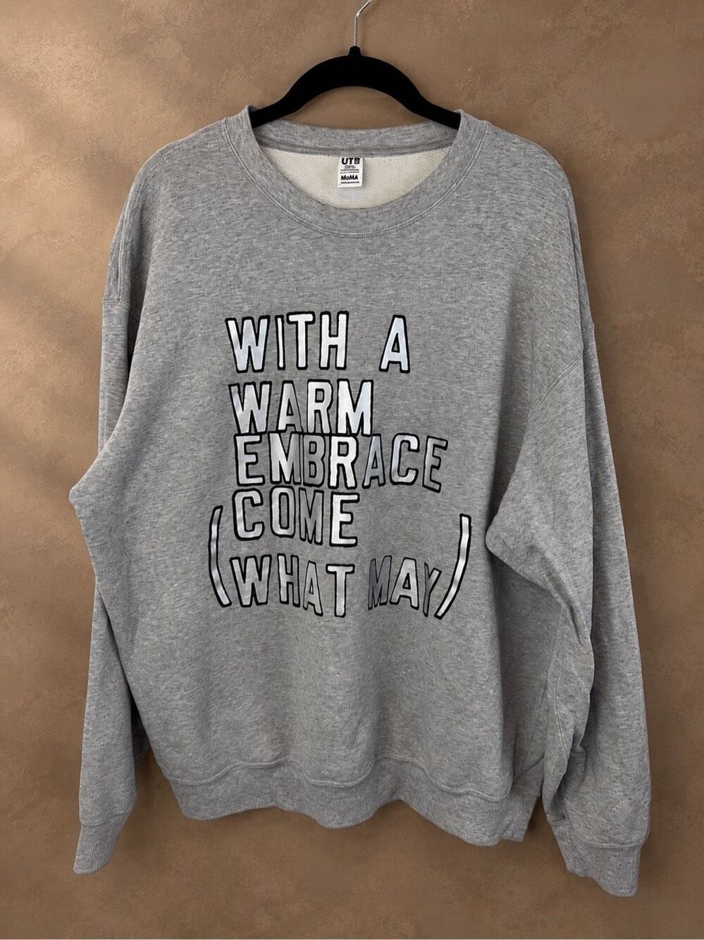 Uniqlo UT x MoMA XL Lawrence Weiner Graphic Sweatshirt Gray Cotton